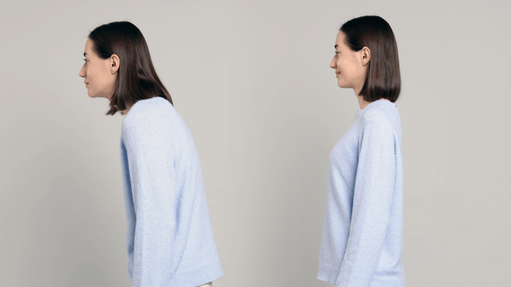 悪い姿勢と良い姿勢の比べ